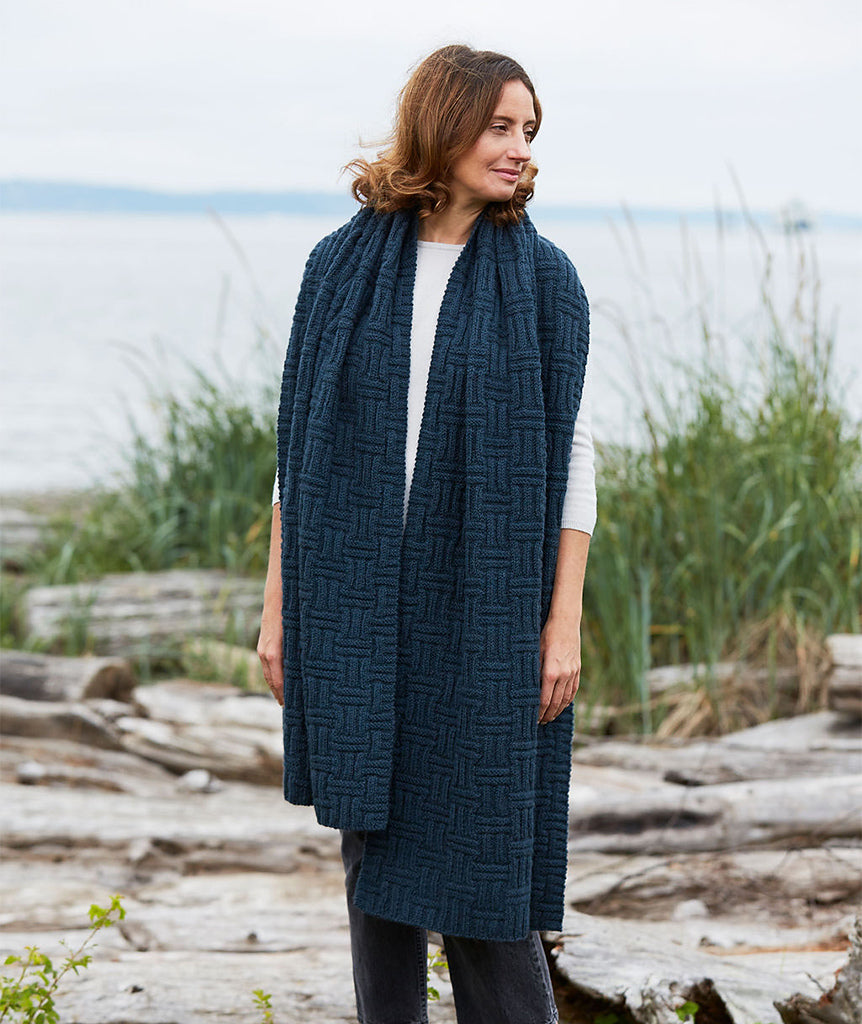 A Churchmouse Yarns and Teas Pattern - Big & Bigger Basketweave Wrap (PDF)