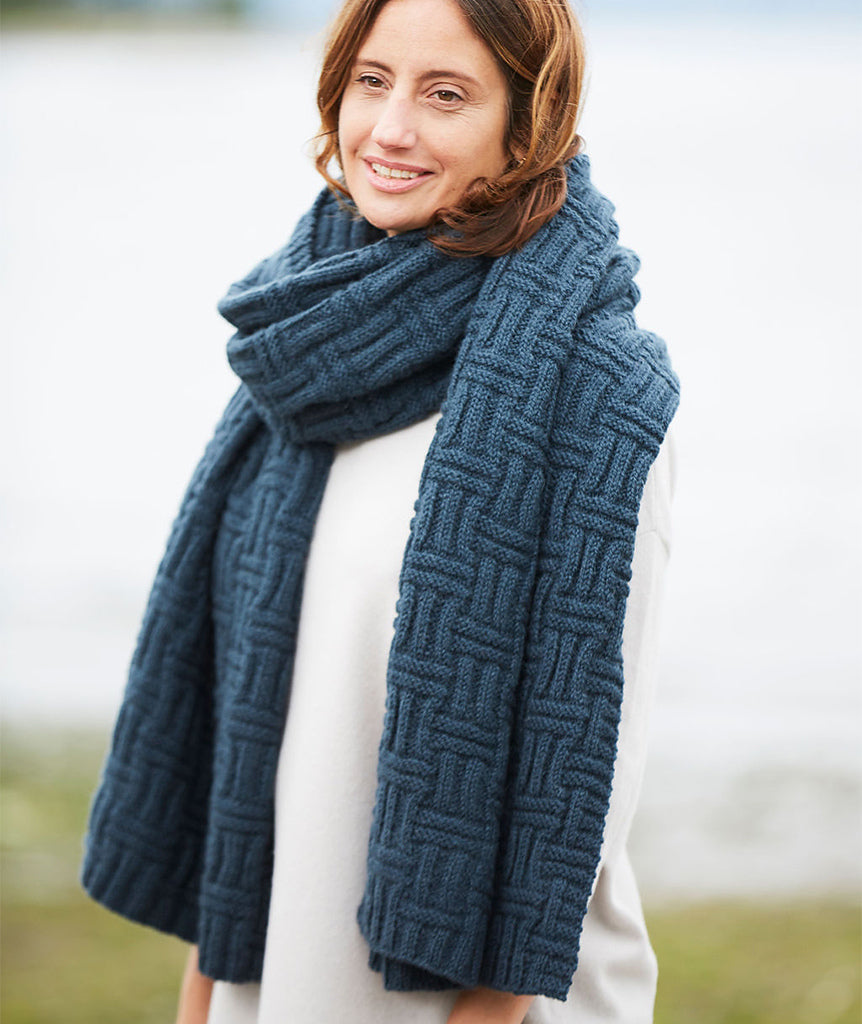 A Churchmouse Yarns and Teas Pattern - Big & Bigger Basketweave Wrap (PDF)