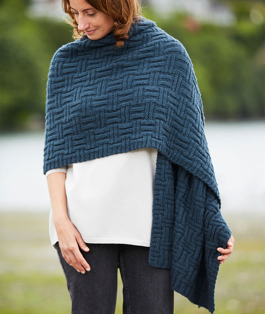 A Churchmouse Yarns and Teas Pattern - Big & Bigger Basketweave Wrap (PDF)
