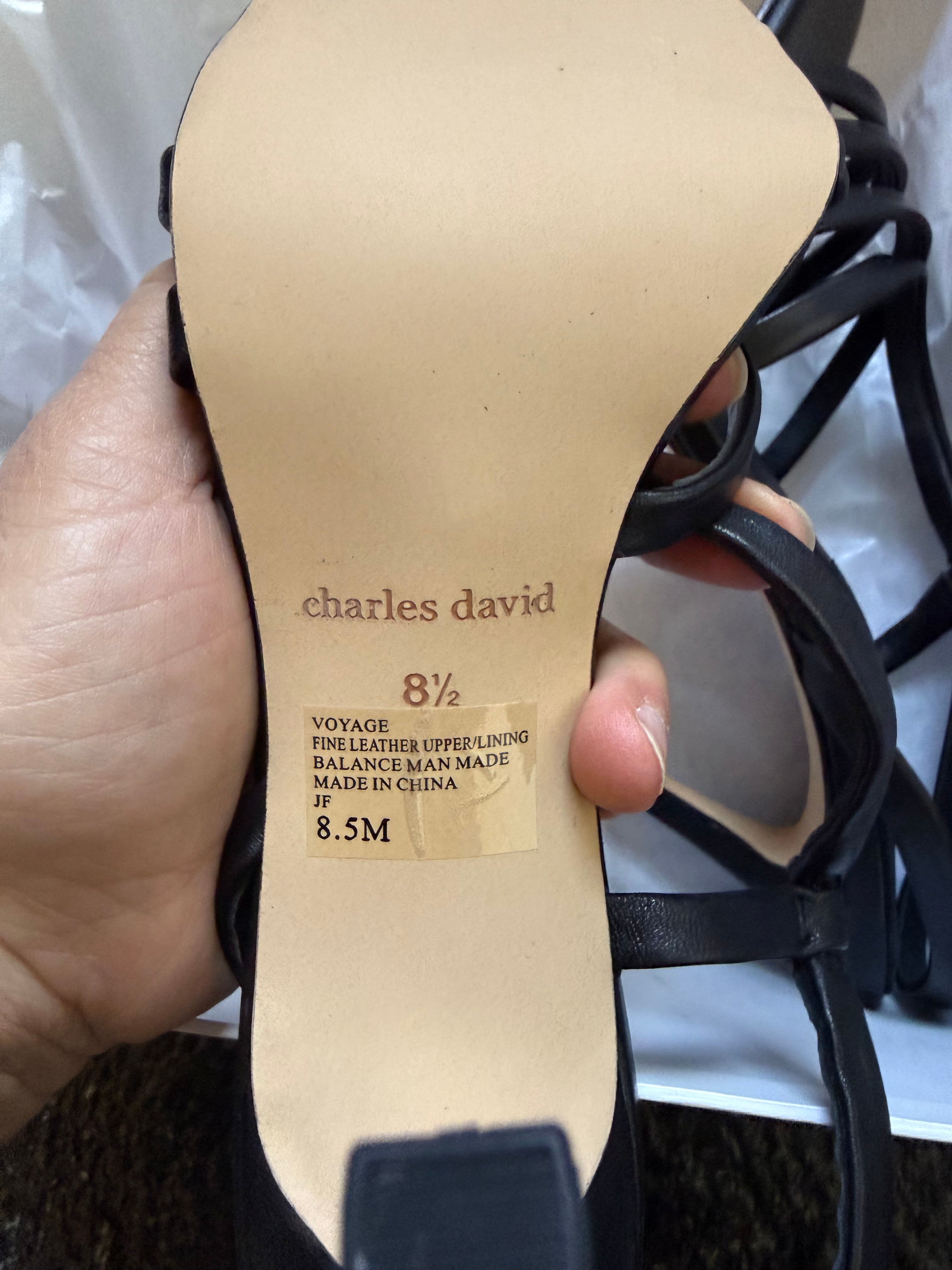 New in Box, Charles David Voyage Sandals, Size US 8.5, Black