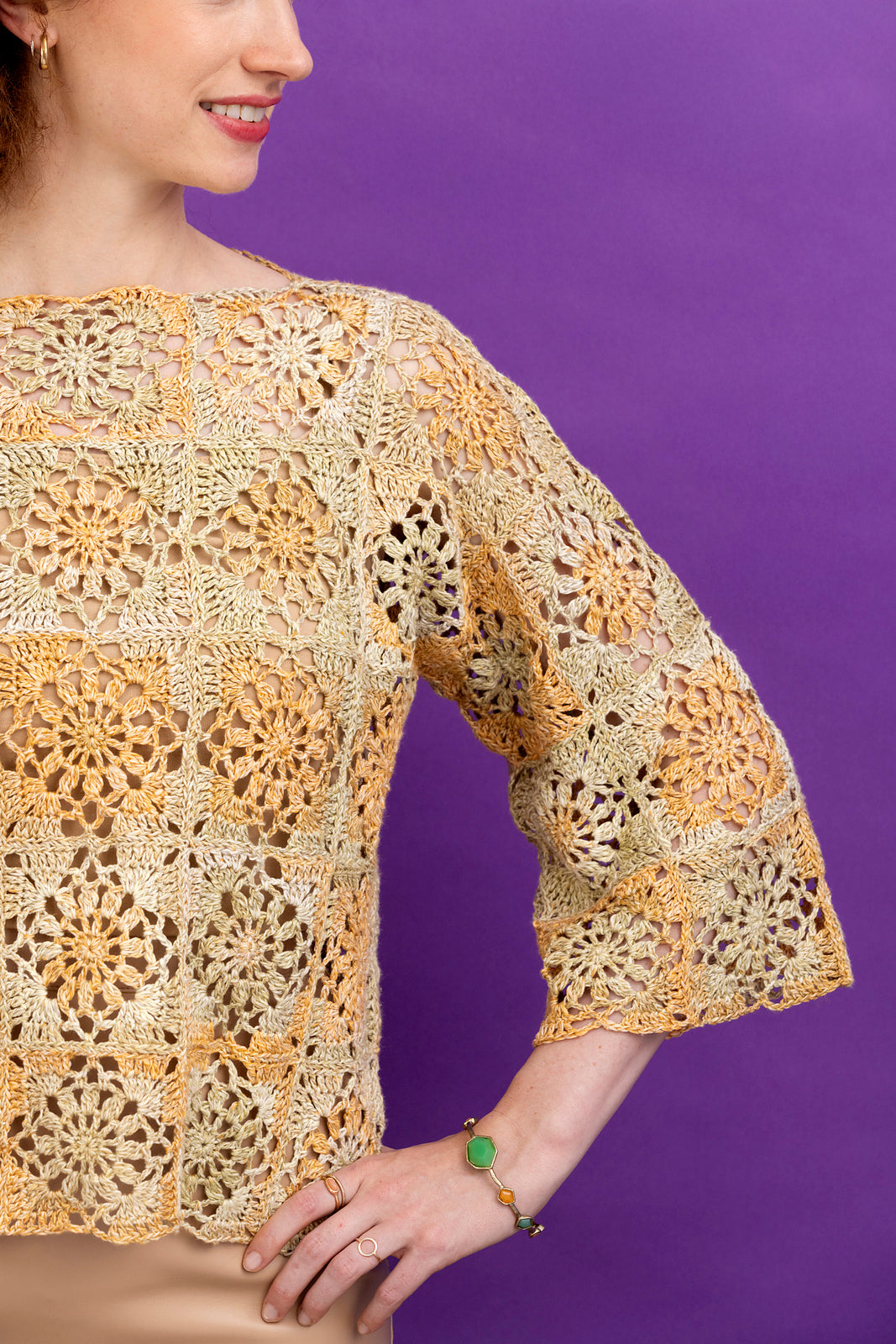 An Araucania Junto Crochet Pattern - Flower Pullover (PDF)