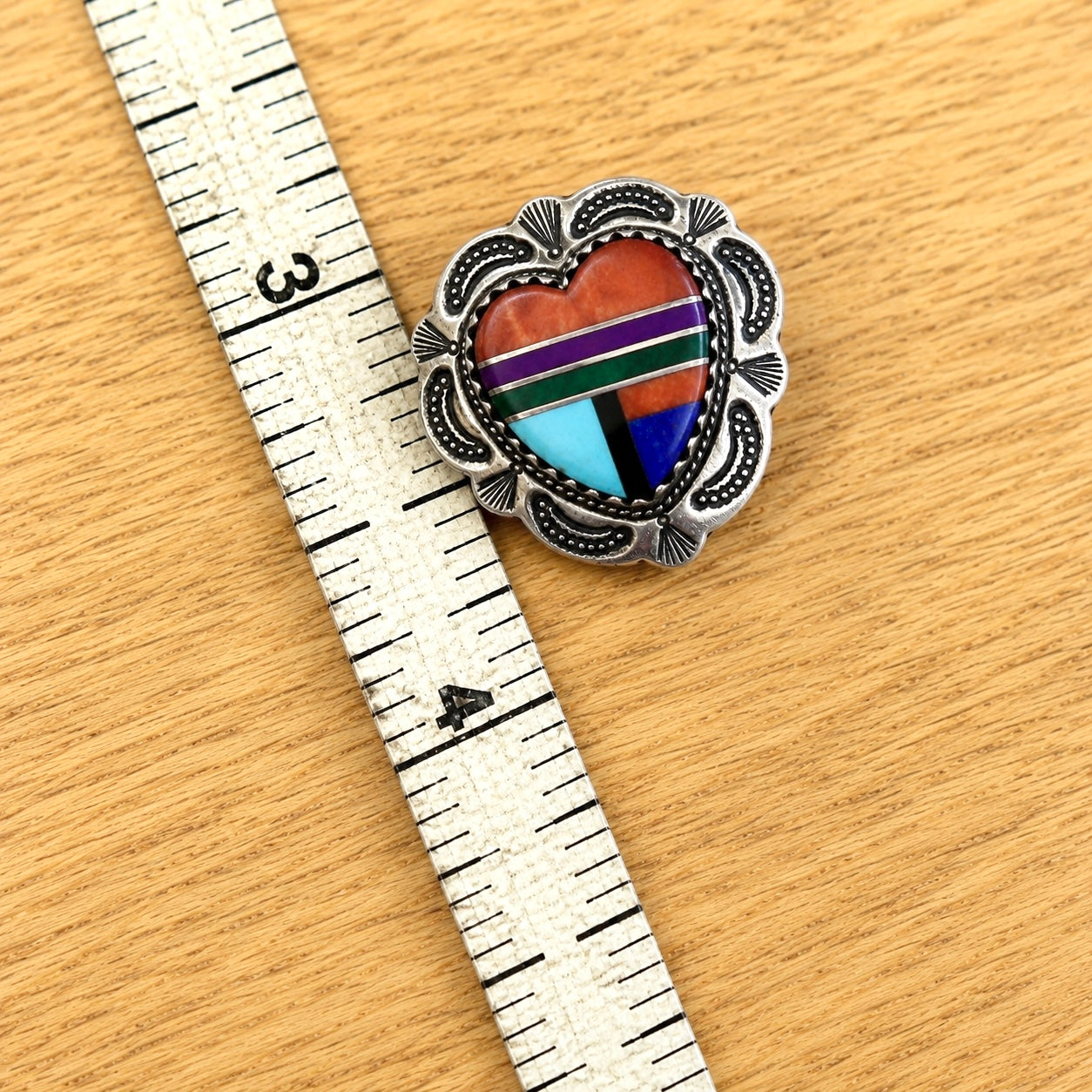 Vintage Native American Silver & Stone Inlay Button Covers - Design B