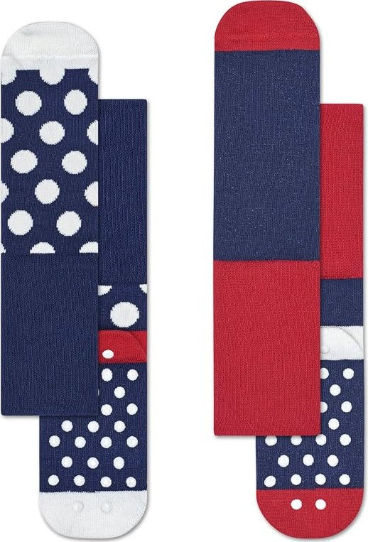 TWO SETS of Happy Socks 2-Pack Kids Big Dot Anti-Slip Socks, 6-12 Months