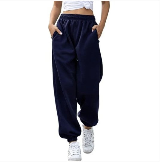 NWT HeSaYep Women's High Waisted Sweatpants Blue Size M