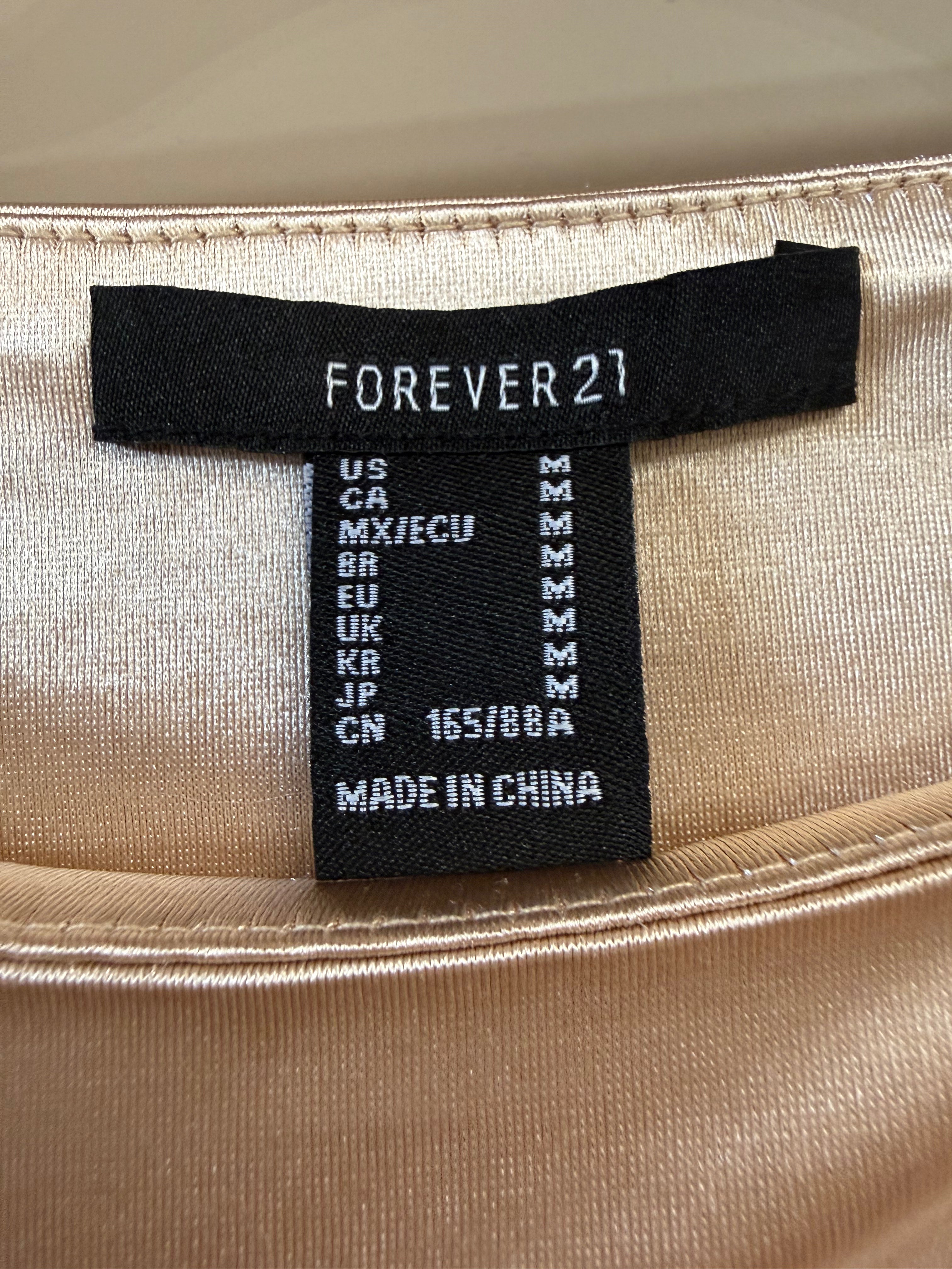 NWT, Forever 21 Sleeveless Satin Tank Top, Golden Beige, Misses Medium