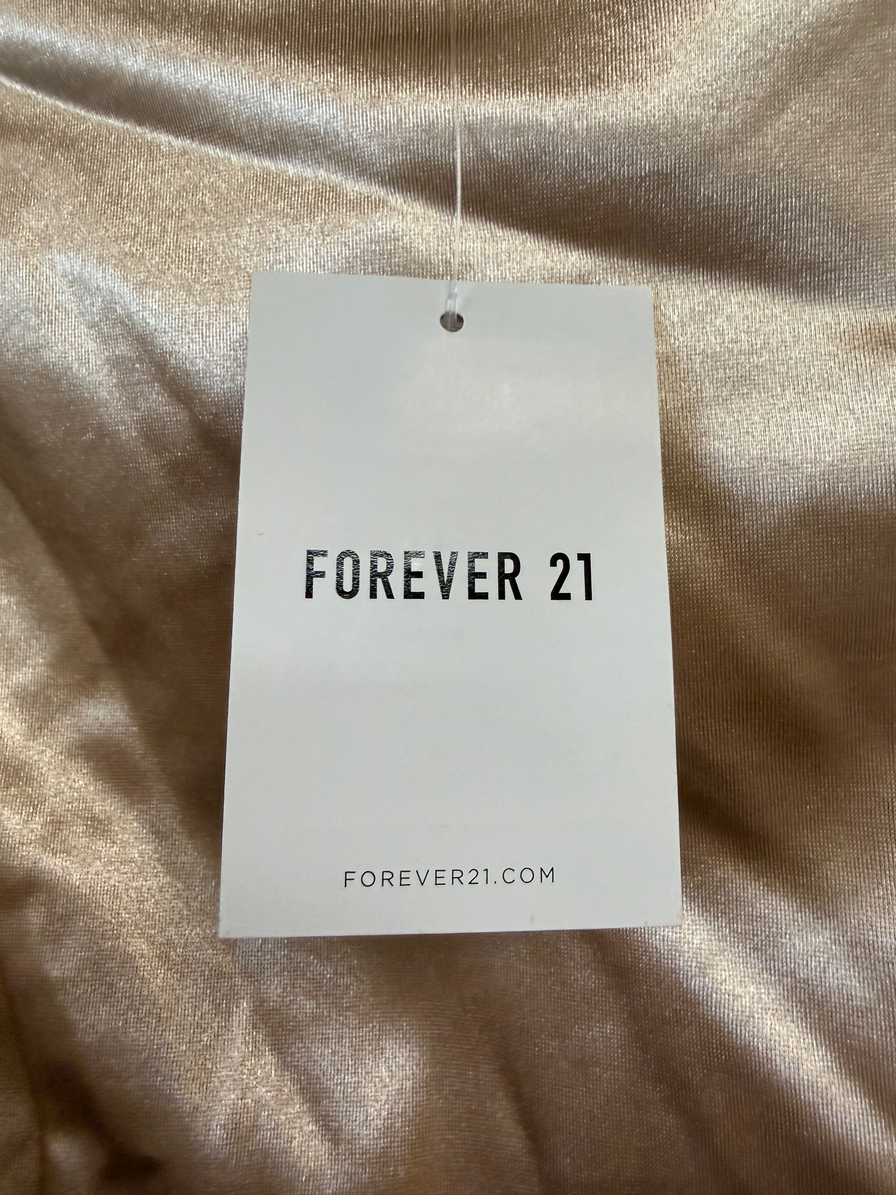 NWT, Forever 21 Sleeveless Satin Tank Top, Golden Beige, Misses Medium