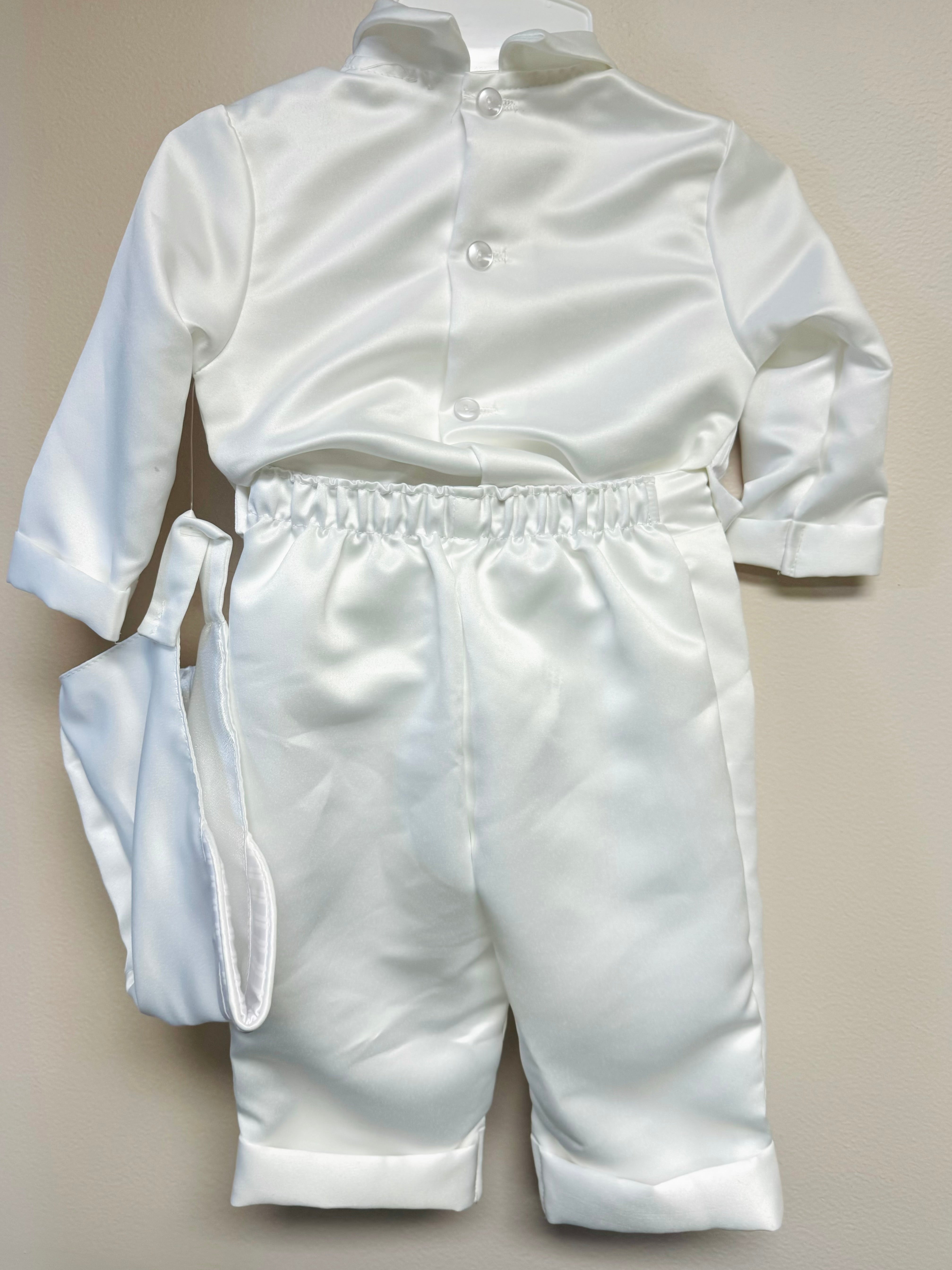 New, Baby Boy Long Pants, Striped Vest w/ Tie & Hat Christening Outfit