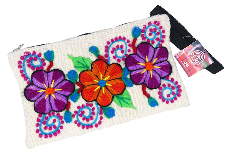 Inspired Peru Accessories Pouch - Purple/Orange Flowers