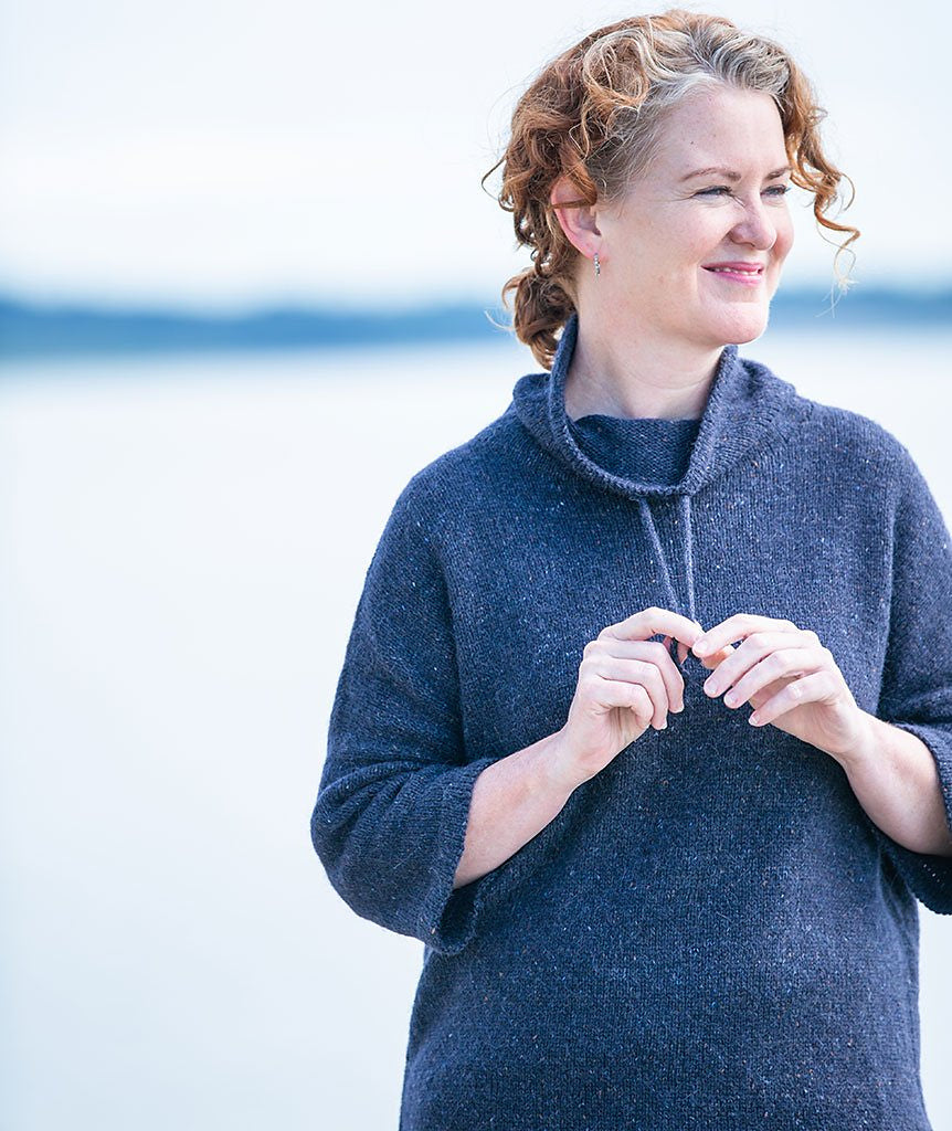 JJF_1806A Churchmouse Yarns and Teas Pattern - Funnel Neck Pullover (PDF)  knitting pattern on sale at Little Knits