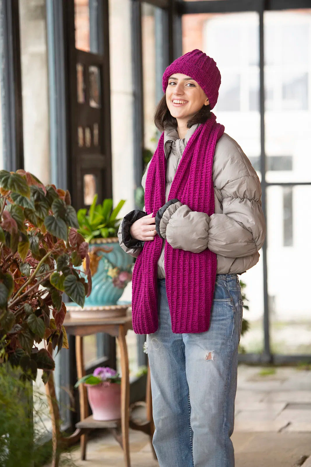 A Juniper Moon Bluefaced Leicester Pattern - Natalie Hat and Scarf (PDF)