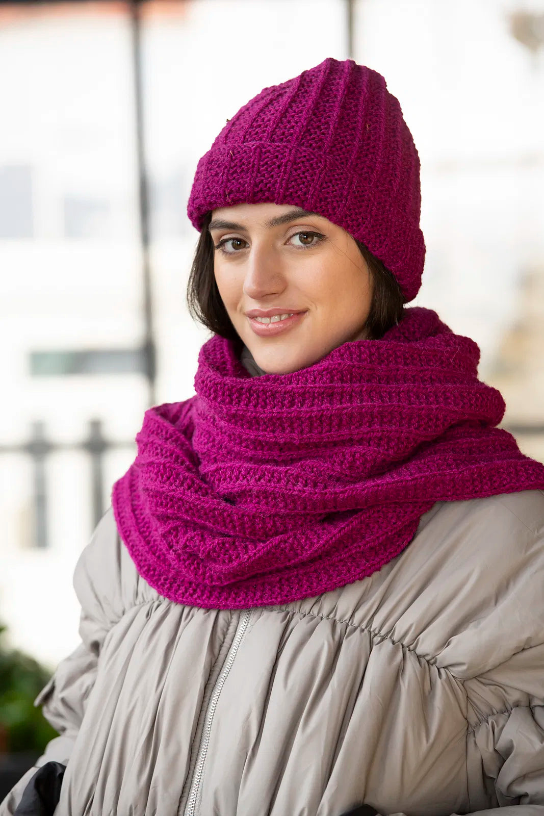 A Juniper Moon Bluefaced Leicester Pattern - Natalie Hat and Scarf (PDF)