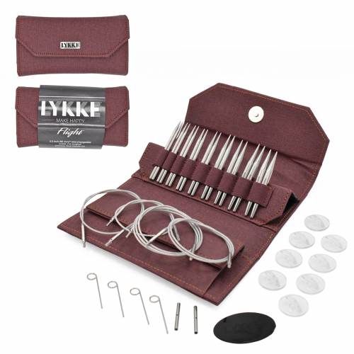 LYKKE Flight Stainless Steel 3.5" Interchangeable Needle Set - Maroon Case
