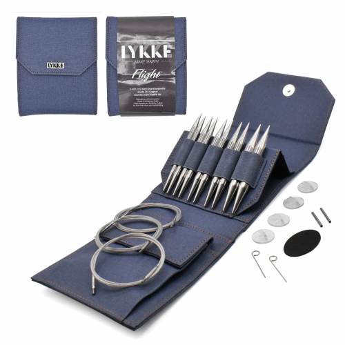 LYKKE Flight Stainless Steel 5" Bulky Interchangeable Needle Set - Denim Case