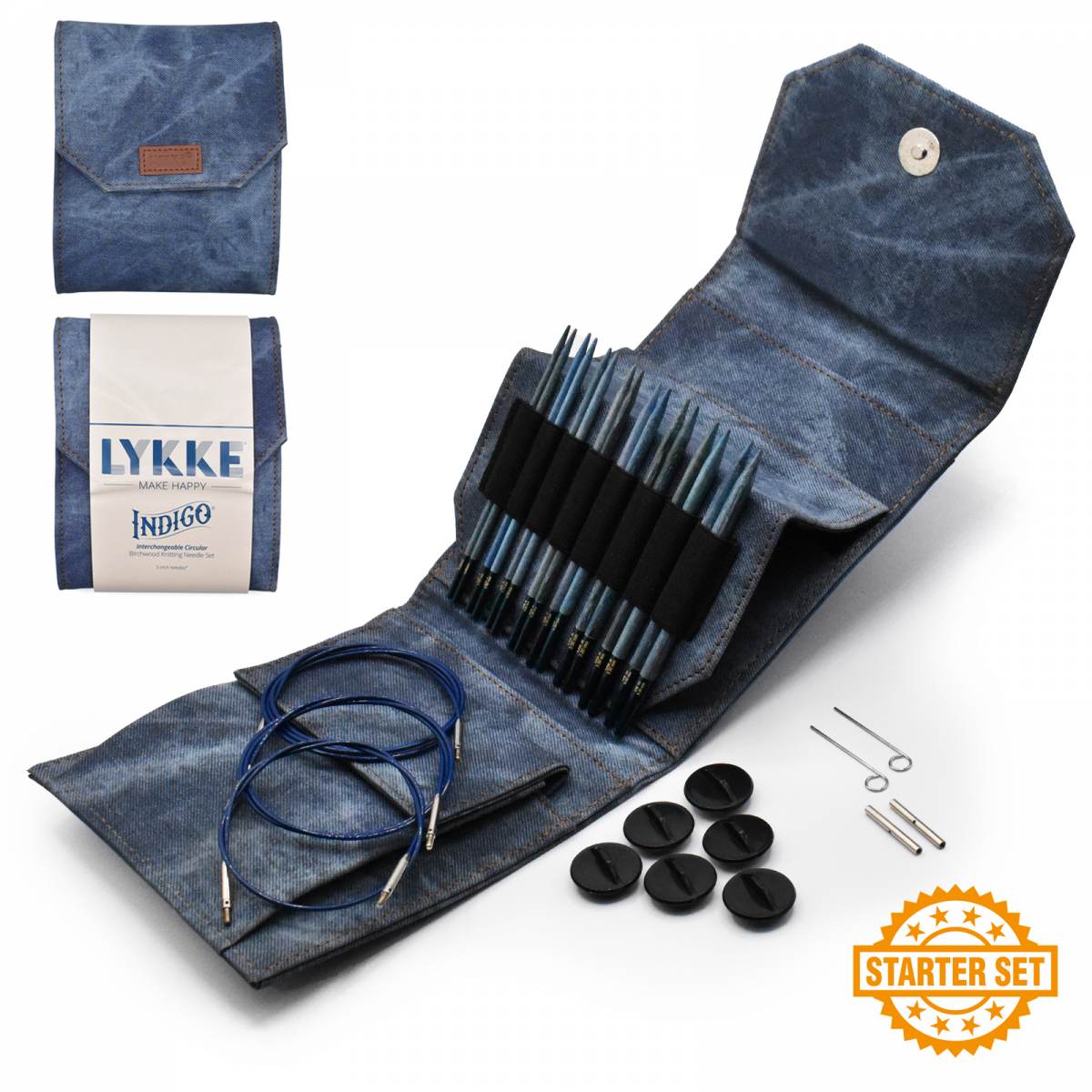LYKKE Indigo 5 Inch Interchangeable Circular Starter Set - Azure Denim Case