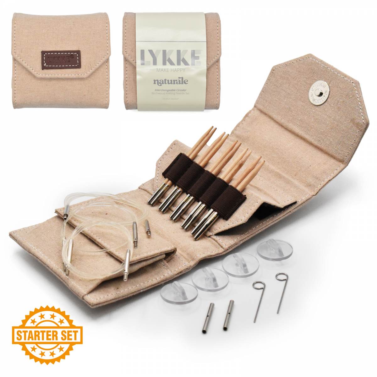 LYKKE Naturale 3.5 Inch Interchangeable Circular Starter Set - Beige Jute Case