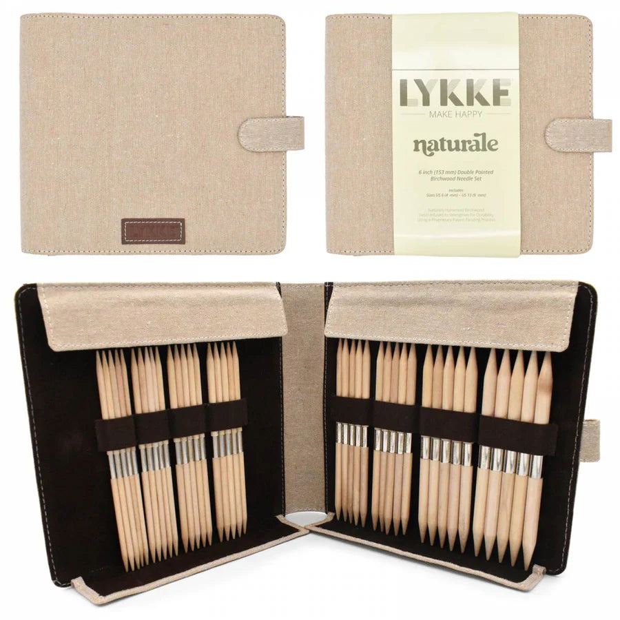 LYKKE Naturale 6 Inch Large Double Pointed Needle Set - Beige Canvas Case