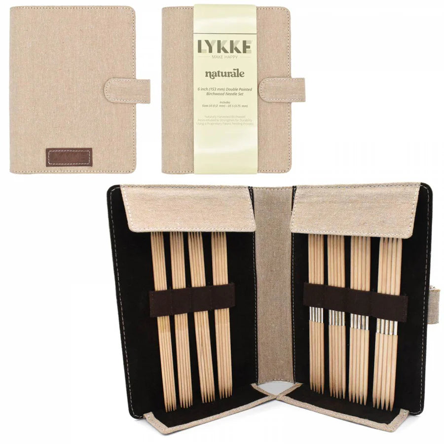 LYKKE Naturale 6 Inch Small Double Pointed Needle Set - Beige Canvas Case
