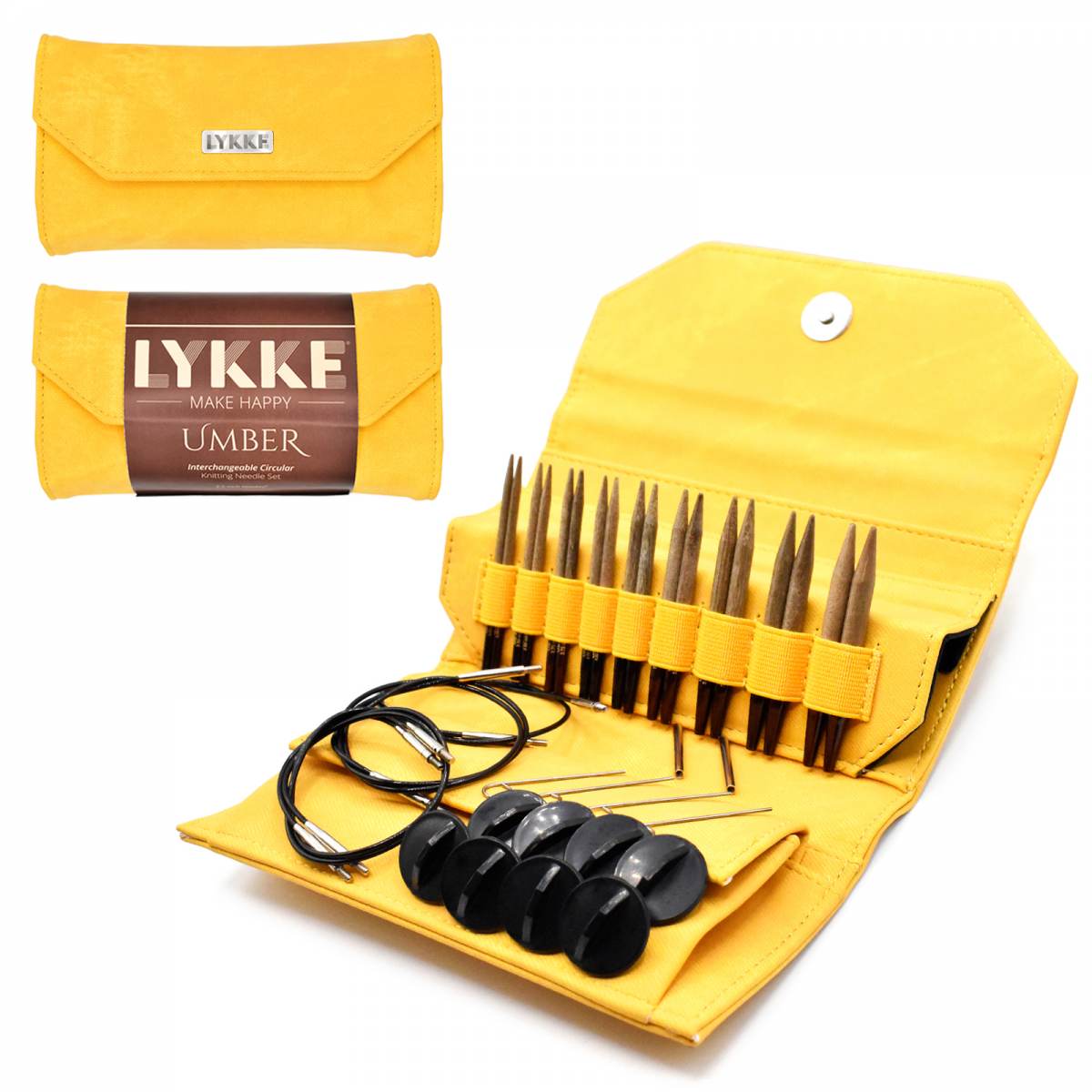 LYKKE 3.5 Inch Umber Interchangeable Circular Knitting Needle Set - Dandelion Denim Case