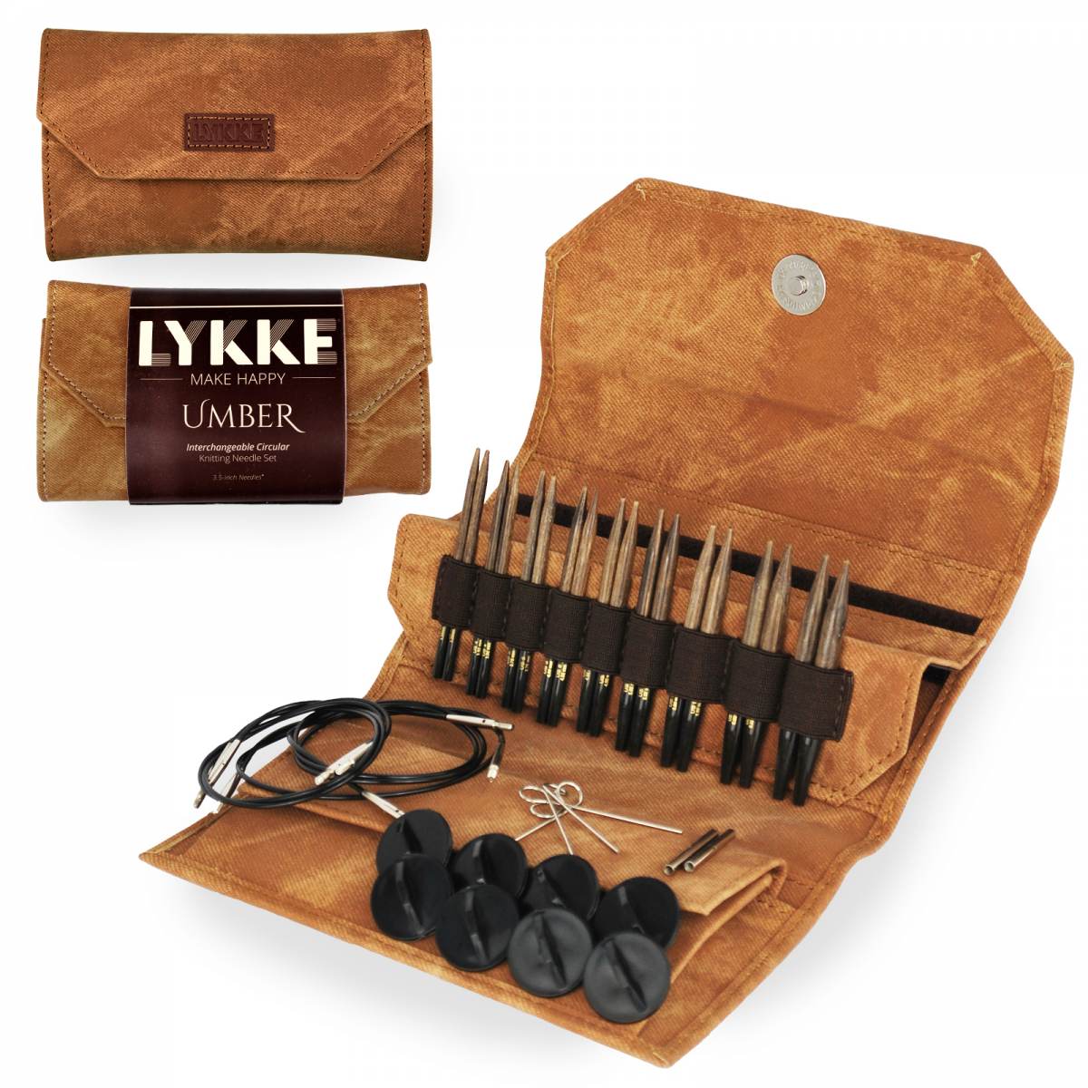 LYKKE 3.5 Inch Interchangeable Circular Knitting Needle Set - Umber