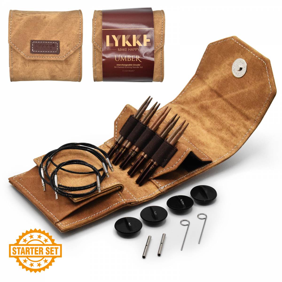 LYKKE Umber 3.5 Inch Interchangeable Circular Starter Set - Umber Denim Case