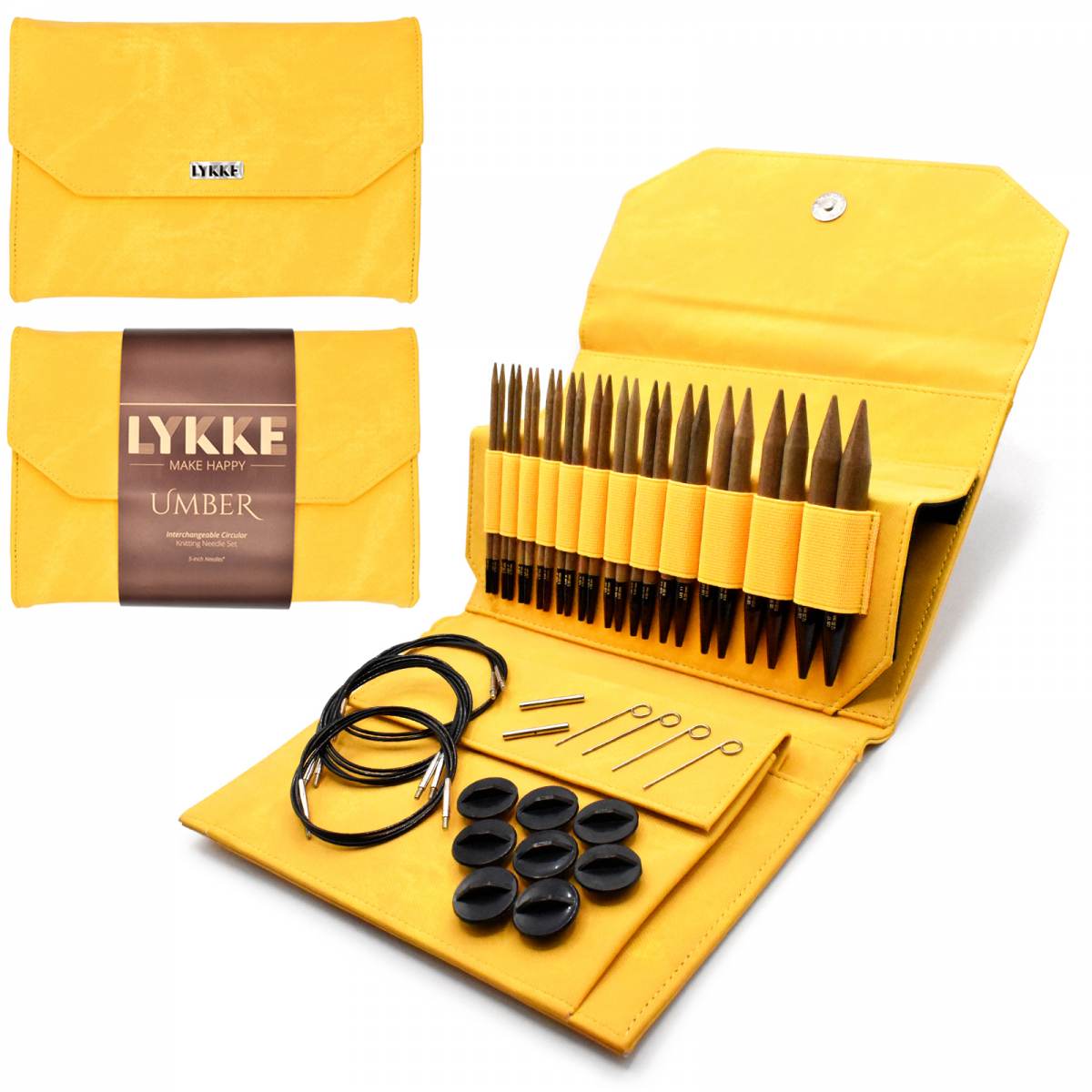 LYKKE 5 Inch Interchangeable Circular Knitting Needle Set - Umber - Dandelion Denim