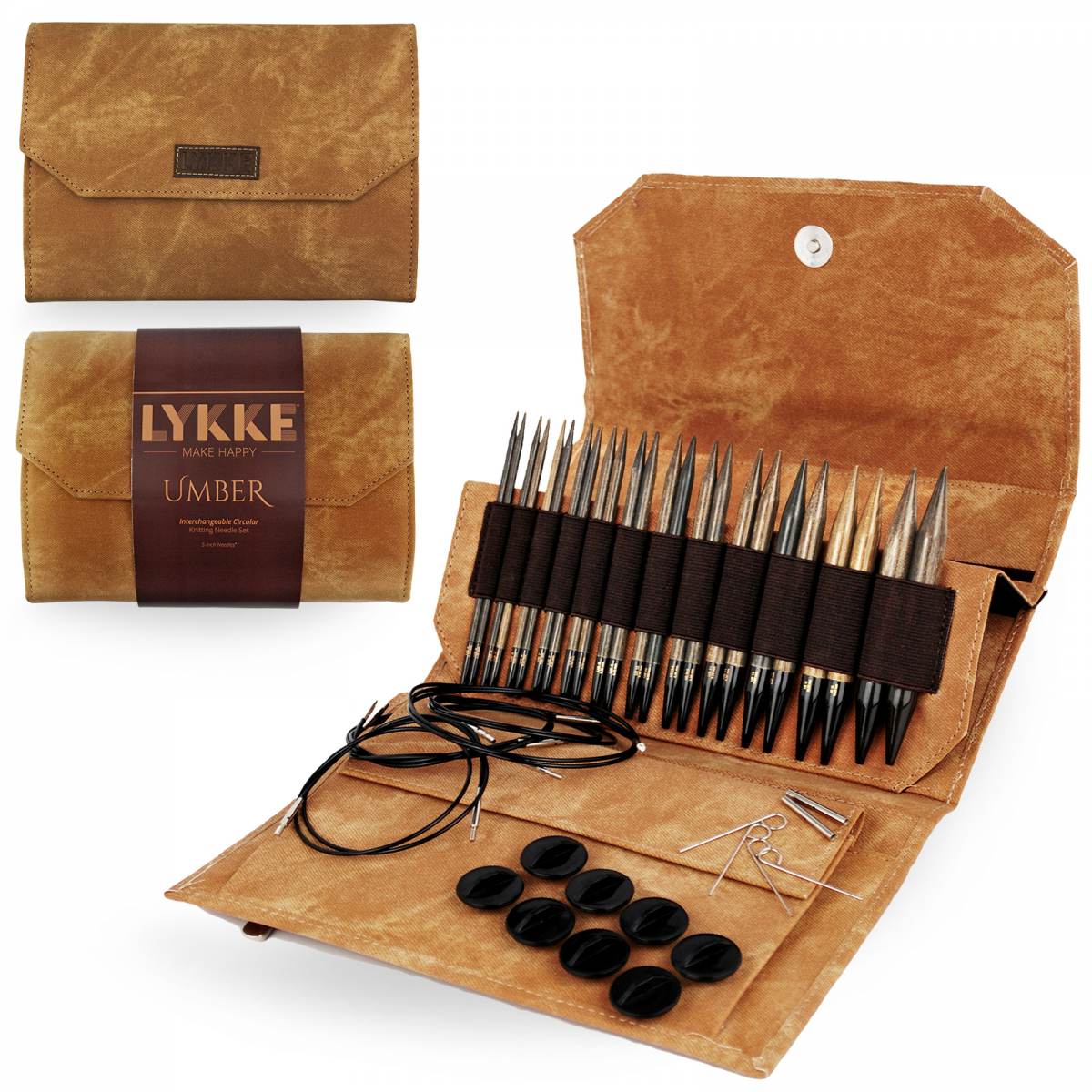 LYKKE 5 Inch Interchangeable Circular Knitting Needle Set - Umber