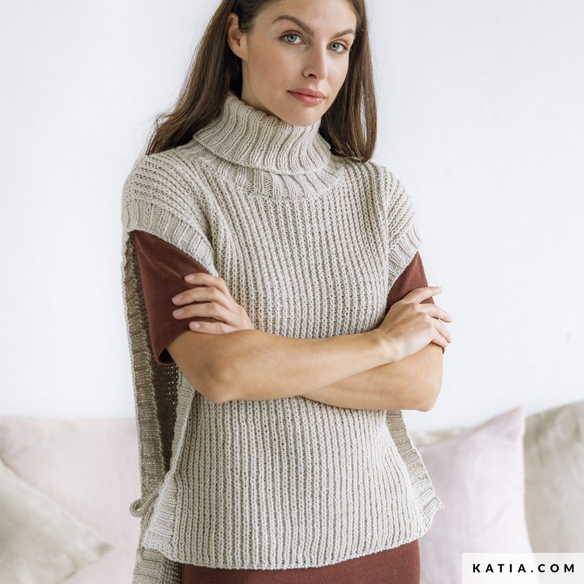 A Katia Cotton In Love Pattern - High/Low Vest (PDF)