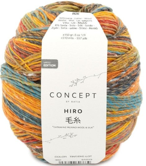 Katia Concept Hiro - Sunflower Patch (Color #302) - BIG 150 Gram Skeins of Merino Extrafine and Silk Yarn on sale at Little Knits
