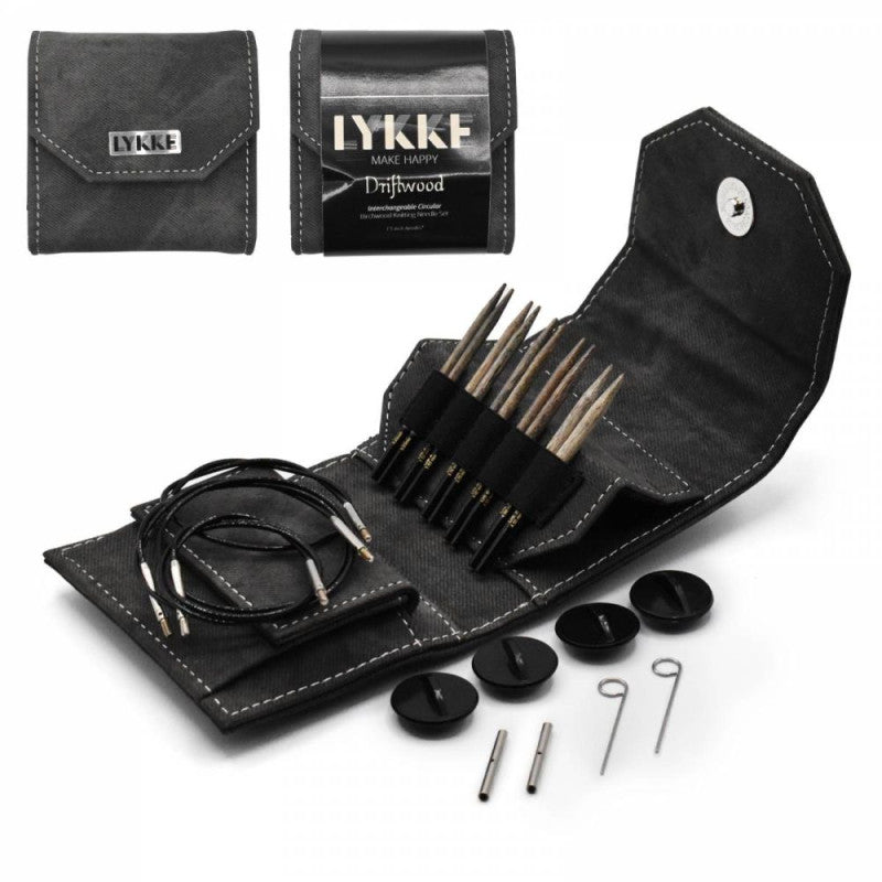 LYKKE Driftwood 3.5 Inch Interchangeable Circular Starter Set - Grey Denim Case