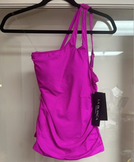NWT La Blanca Island Goddess One Shoulder Keyhole Tankini Swimsuit Top Size 4