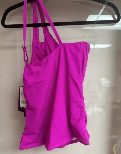NWT La Blanca Island Goddess One Shoulder Keyhole Tankini Swimsuit Top Size 4
