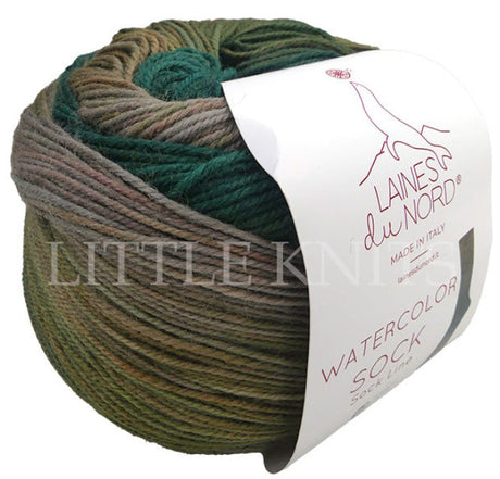 Laines Du Nord Watercolor Sock - Foggy Forest (Color #200) Sock Yarn on Sale at Little Knits