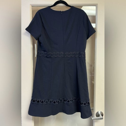 Maggy London Womens Short Sleeve Midi Dress in Navy Size: 14