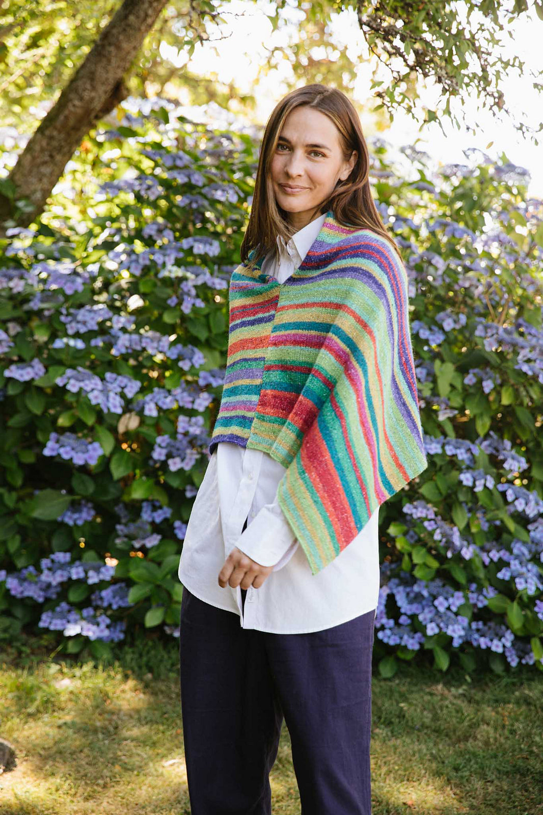 A Churchmouse Yarns and Teas Pattern - Lucky Striped Poncho (PDF)