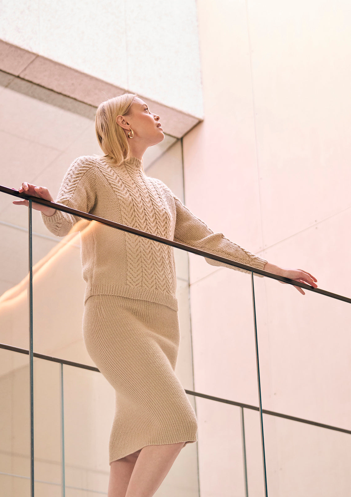 A FREE with Purchase Mode at Rowan Alpaca Wool Pattern - Holme Cabled Sweater + Sandringham Skirt - Paper Copy