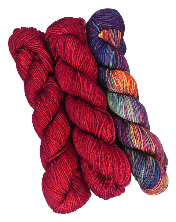 Malabrigo Caprino One of a Kind - Ruby Rainbows (3 skeins) Knitting and Crochet Yarn on sale at Little Knits