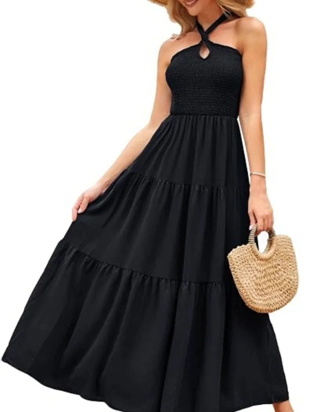 NWT, GRACE KARIN Women's Halter Neck Dresses Sleeveless Smocked Backless Cut Out on sale at Little Knits