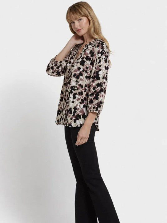 NWT, NYDJ's Pintuck Blouse Women's, Floral Design, XXS