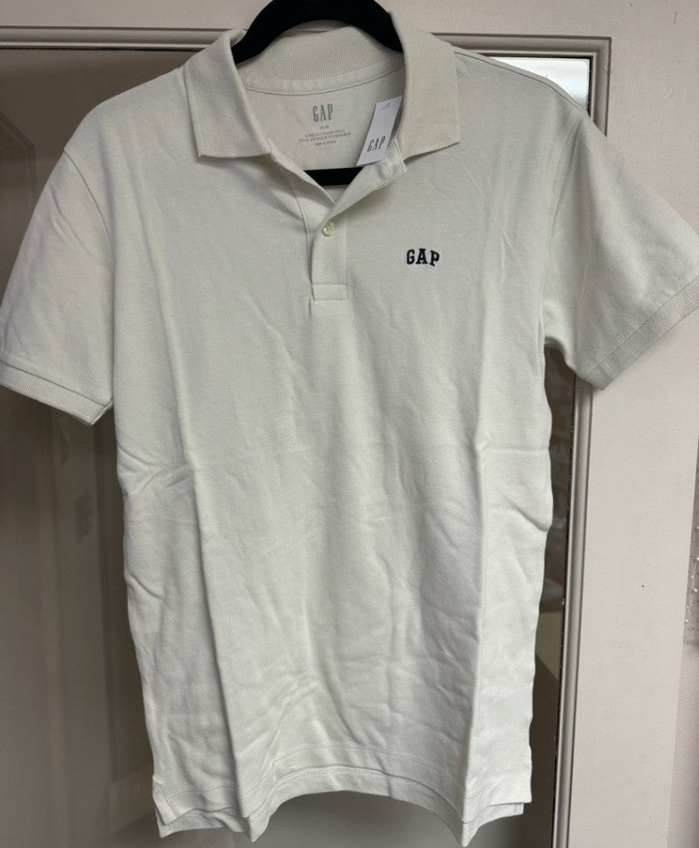 NWT, GAP Men's 2-Pack Cotton Stretch Logo Polo, Off-White & Navy, Medium
