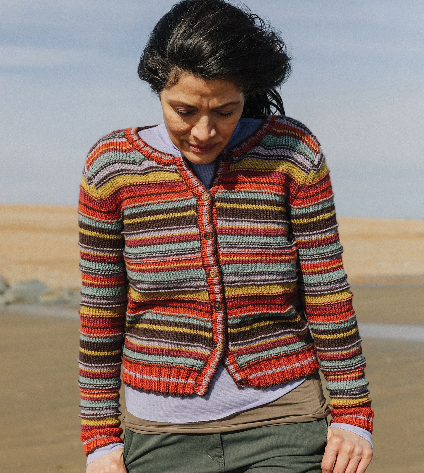 A Rowan Pebble Island Pattern - Plateau Striped Cardigan (PDF)