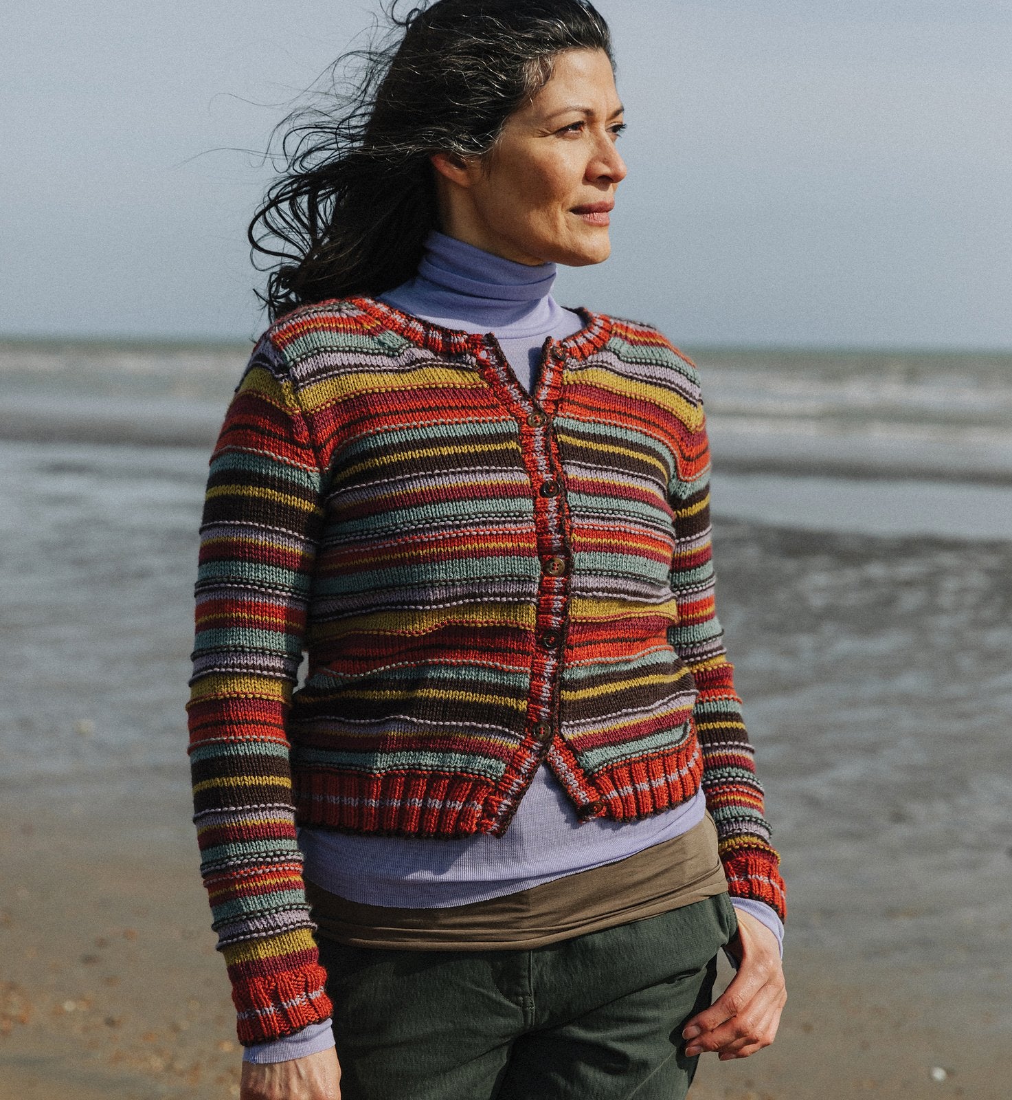 A Rowan Pebble Island Pattern - Plateau Striped Cardigan (PDF)