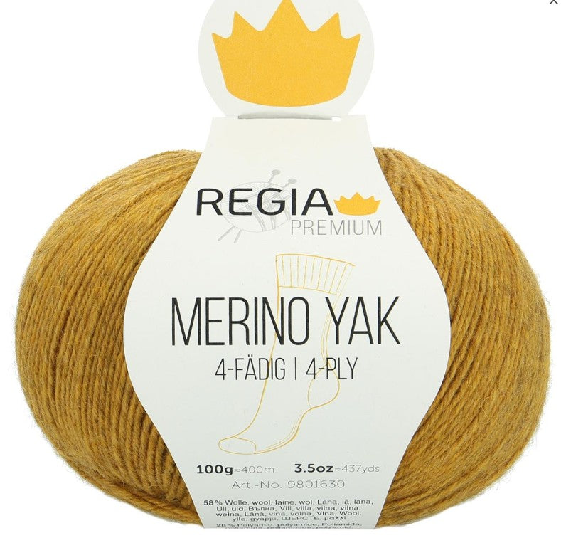 Regia Merino Yak Solid Colors - Gold (Color #7504) sock yarn on sale at Little Knits