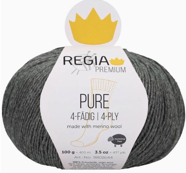 Regia Premium Pure Merino Sock Yarn - Grey (Color #91) on sale at Little Knits