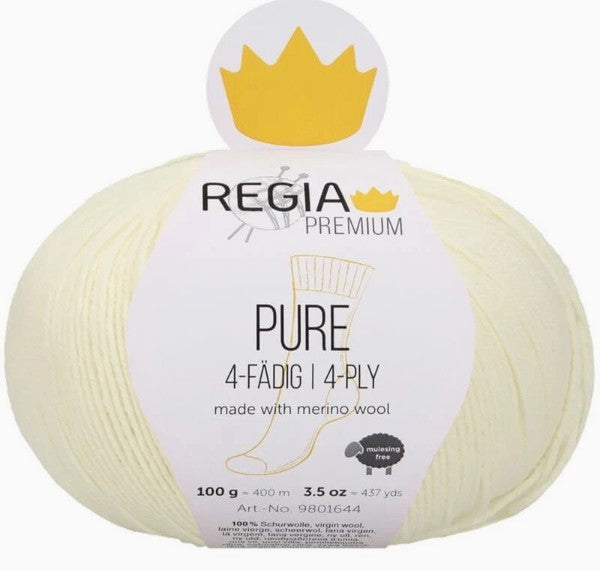 Regia Premium Pure Sock yarn - Cream (Color #0002) on sale at Little Knits