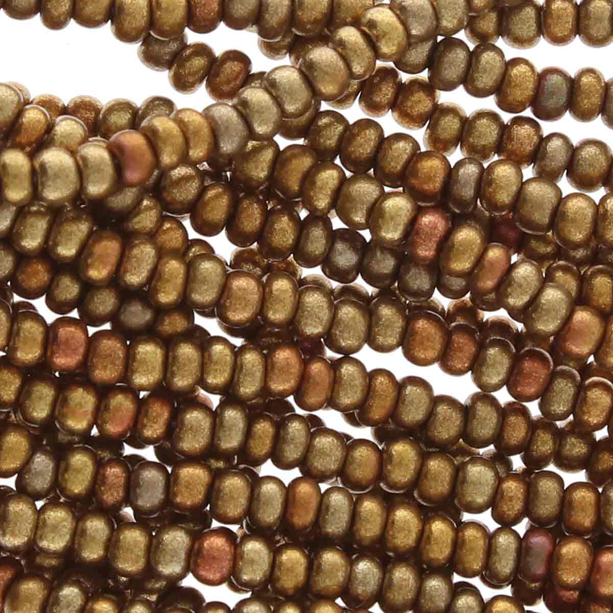 6/0 Czech Seed Beads - Gold Rainbow (Color #01610) - 6 String Hanks, 68 Grams