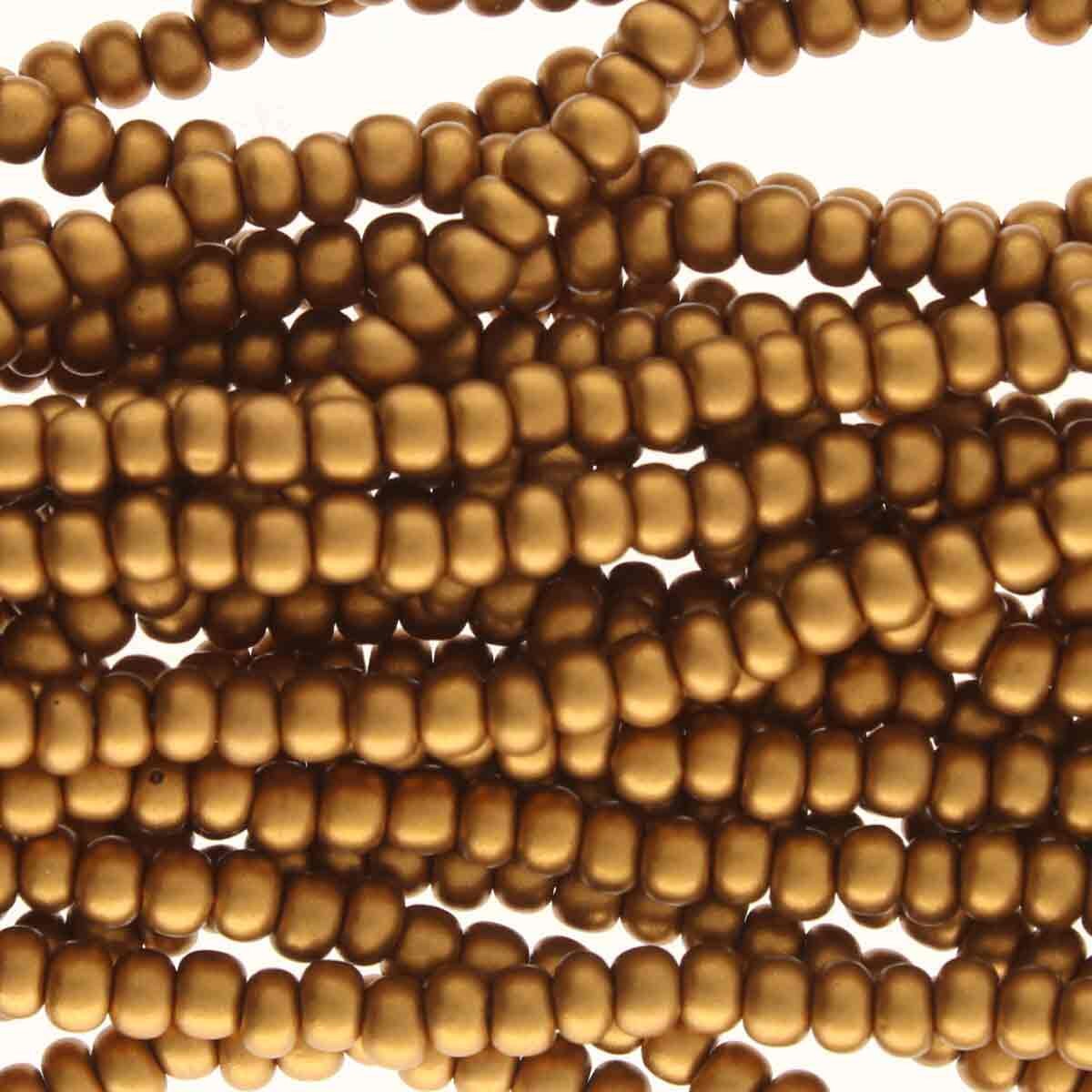 6/0 Czech Seed Beads - Bronze Gold (Color #01740) - 6 String Hanks, 69 Grams