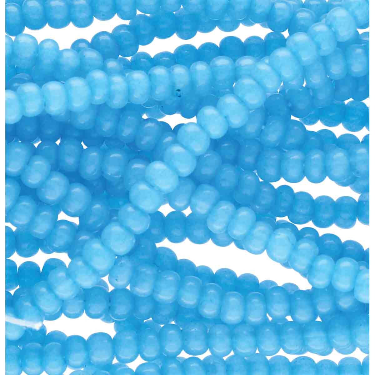 6/0 Czech Seed Beads - Aqua Opal Sol Gel (Color #02634) - 6 String Hanks, 66 Grams
