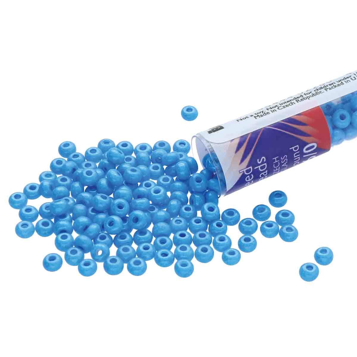 6/0 Czech Seed Beads  - Opaque Blue Dyed Terra (Color #16365) 20 Gram Tube
