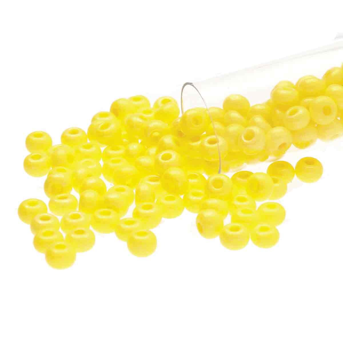6/0 Czech Seed Beads  - Opaque Yellow Dyed Terra  (Color #16386) 20 Gram Tube