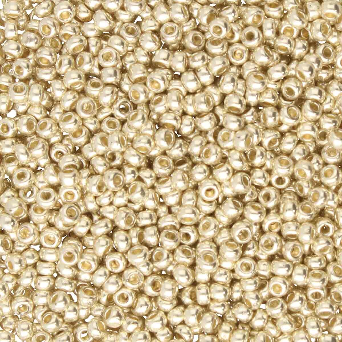6/0 Czech Seed Beads - Silver Metallic (Color #18303) - 6 String Hanks, 75 Grams